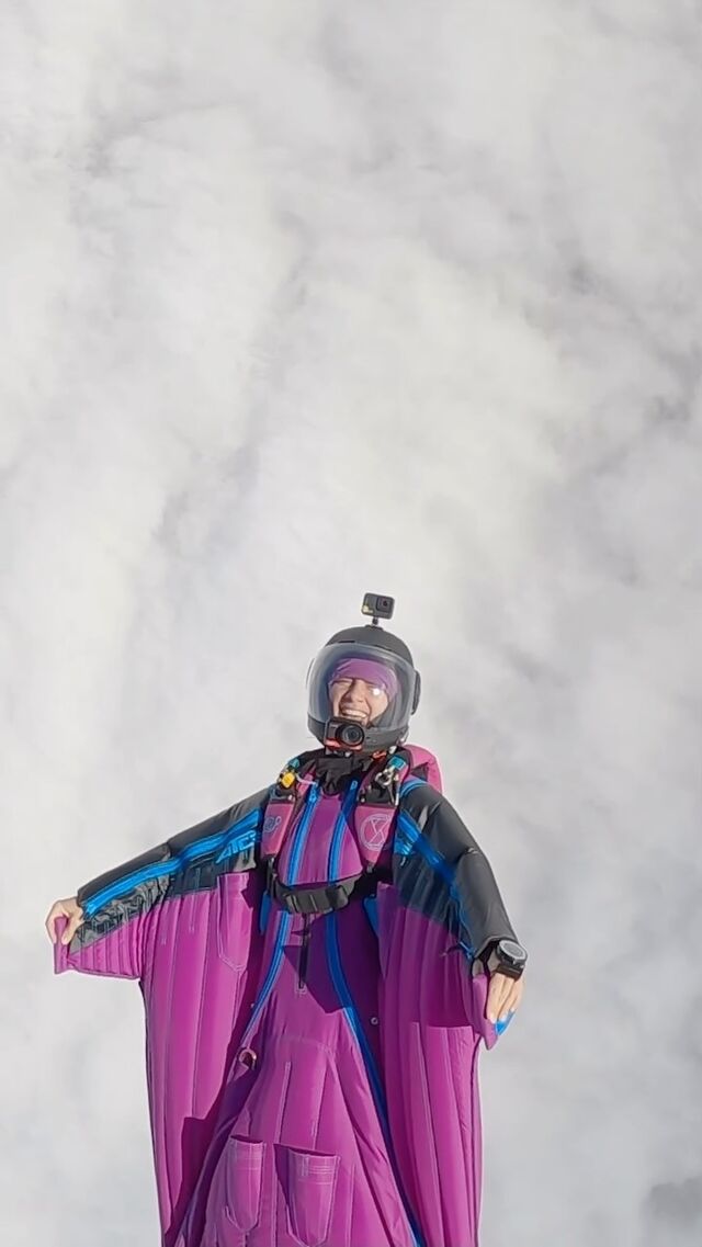 3 years ago….A moment out of time in the clouds over Portugal at our friend’s place @skydiveportugal ! ☁️ Smiles that perfectly capture the emotion of flying 🤩💜…..And a buff that perfectly captures Marine ´ s ability to see…. 😑 Be aware of your set up! 😂@marinedescols with @vincent_descols_le_blond #wingsuiteverydamnday #skyvibration #wings #wingsuit #sky #skydiver #skydiving #skydive #wingsuitflying