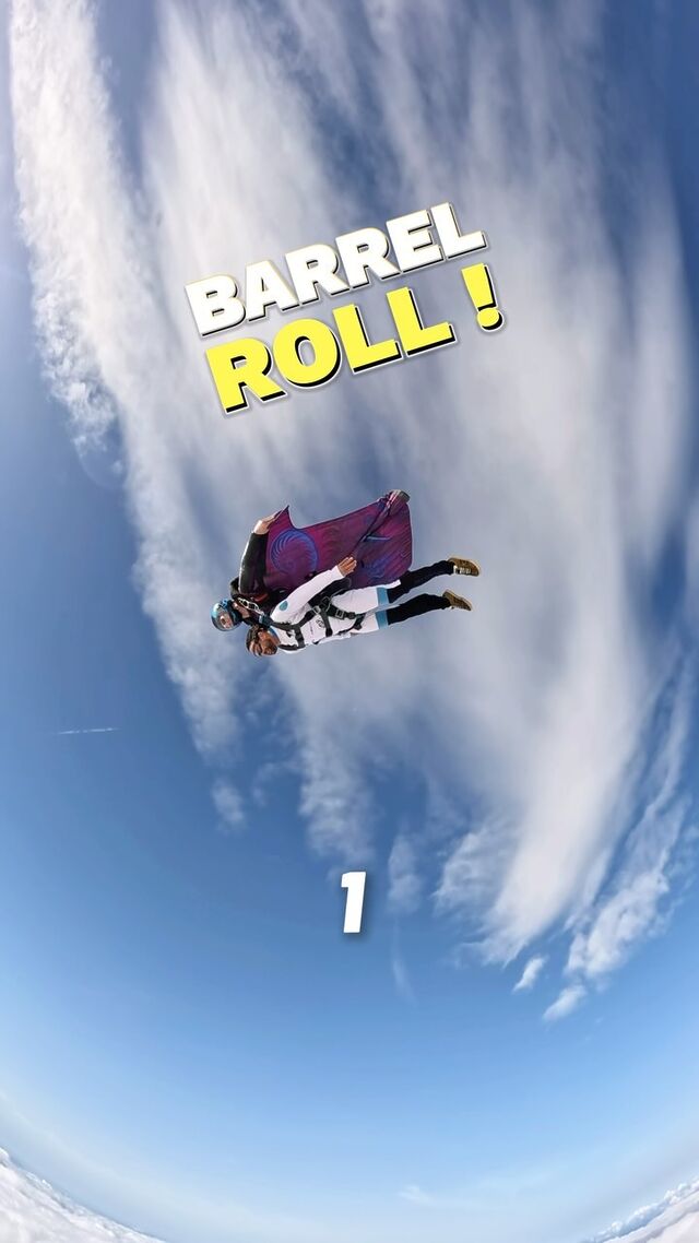 A wingsuit Barrel Roll in the sky! 🚀☁️The little surprise at the end of the tandem flight 🤭@vincent_descols_le_blond #TandemWingsuit #Adrenalin #Freedom #Adventure #unforgettable #barrelroll #skydive