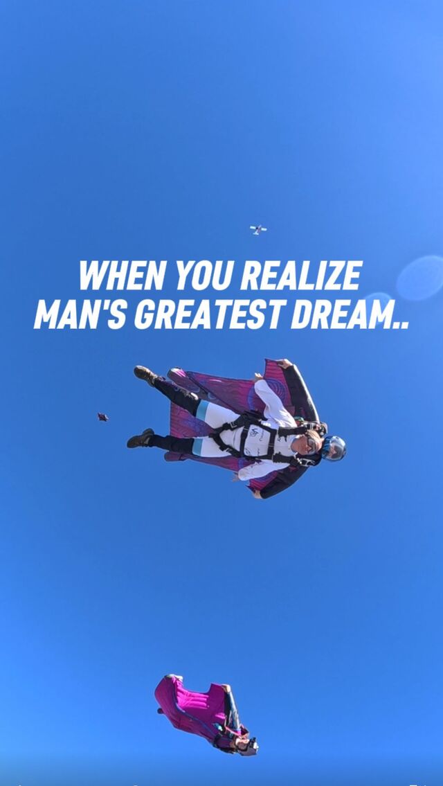 They did it! 🪽💪 Why not you ?! Make a man’s dream come true with our team! 😍💜Every flight is unique! That’s what we like best about our job: sharing an exceptional experience with you. 🦅 : @vincent_descols_le_blond @marinedescols #wingsuit #skyvibration #tandemwingsuit #skydiving #skydive #wingsuiteverydamnday #adventures